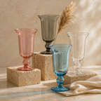 Baroque Chalice Smooth Glass Vase — Hand-Blown Glass from Firozabad, India — Side Angle View