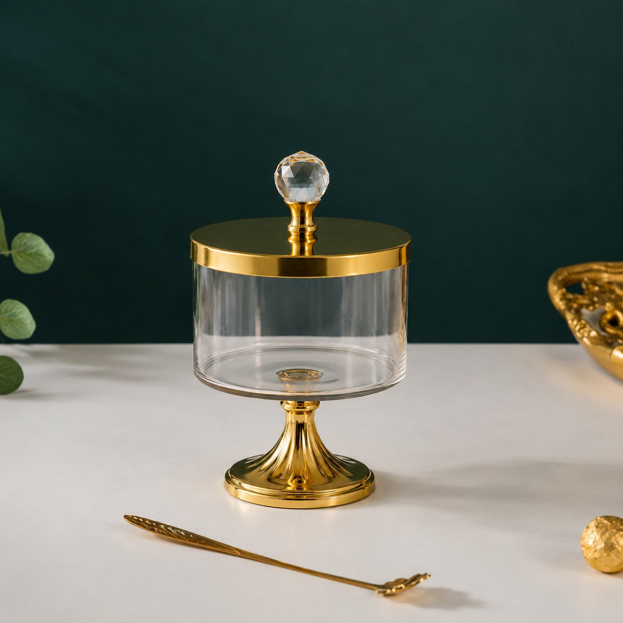 Glass Pedestal Drum Jar — Castle Crafts