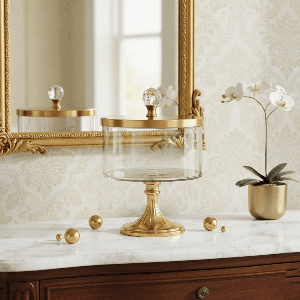 Glass Pedestal Drum Jar — Castle Crafts