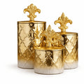 Gold Ombré Ceramic Jar | Fleur-de-Lis Lid | 3 Sizes — Castle Crafts
