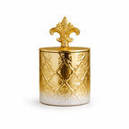 Gold Ombré Ceramic Jar | Fleur-de-Lis Lid | 3 Sizes — Castle Crafts
