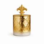 Gold Ombré Ceramic Jar | Fleur-de-Lis Lid | 3 Sizes — Castle Crafts