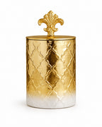 Gold Ombré Ceramic Jar | Fleur-de-Lis Lid | 3 Sizes — Castle Crafts