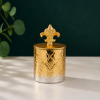 Gold Ombré Ceramic Jar | Fleur-de-Lis Lid | 3 Sizes — Castle Crafts