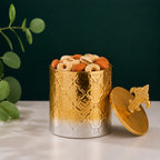 Gold Ombré Ceramic Jar | Fleur-de-Lis Lid | 3 Sizes — Castle Crafts