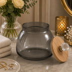 Bulbous Glass Jar | Wood & Crystal Lid — Castle Crafts