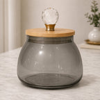 Bulbous Glass Jar | Wood & Crystal Lid — Castle Crafts