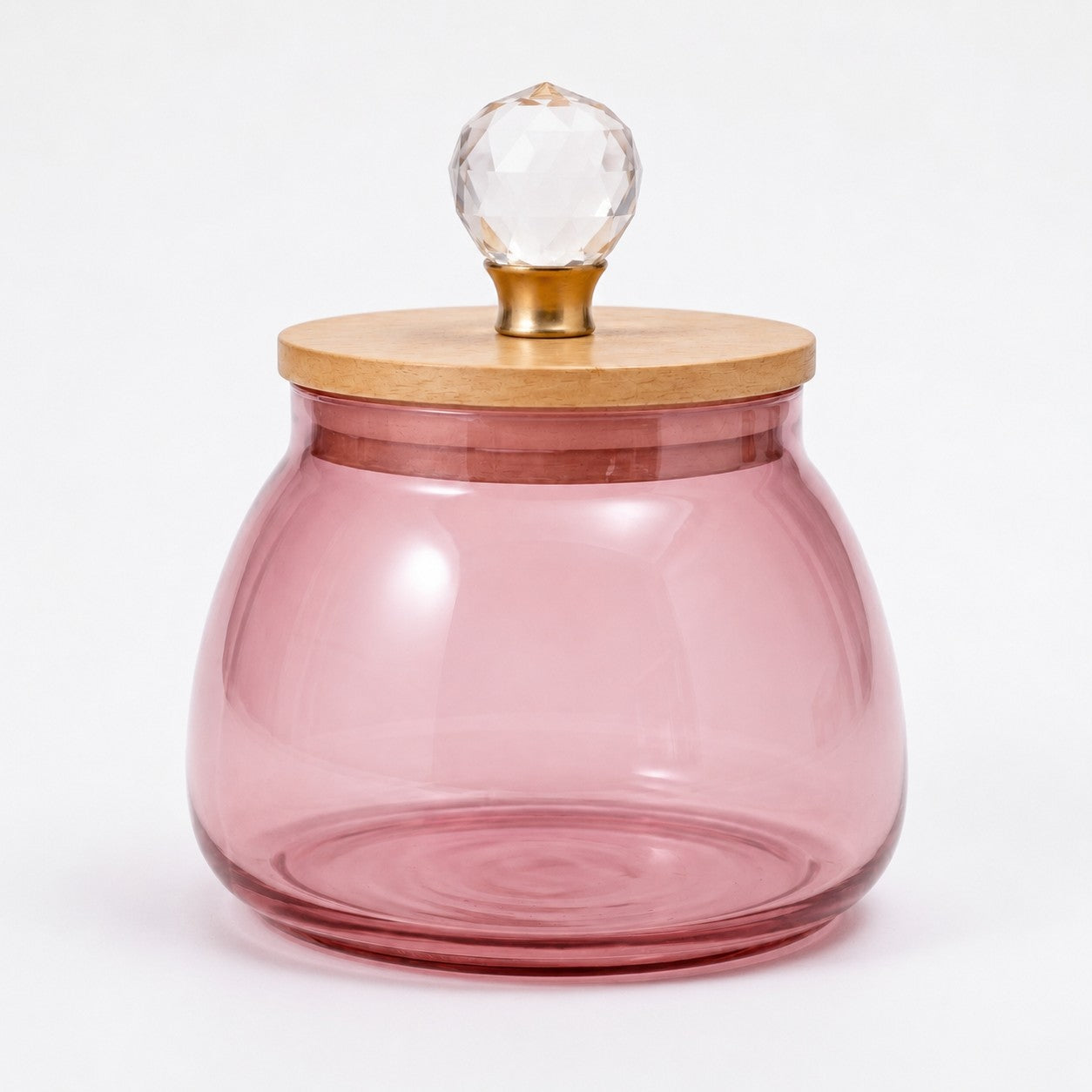 Bulbous Glass Jar | Wood & Crystal Lid — Castle Crafts