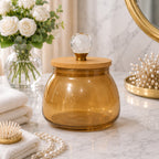 Bulbous Glass Jar | Wood & Crystal Lid — Castle Crafts