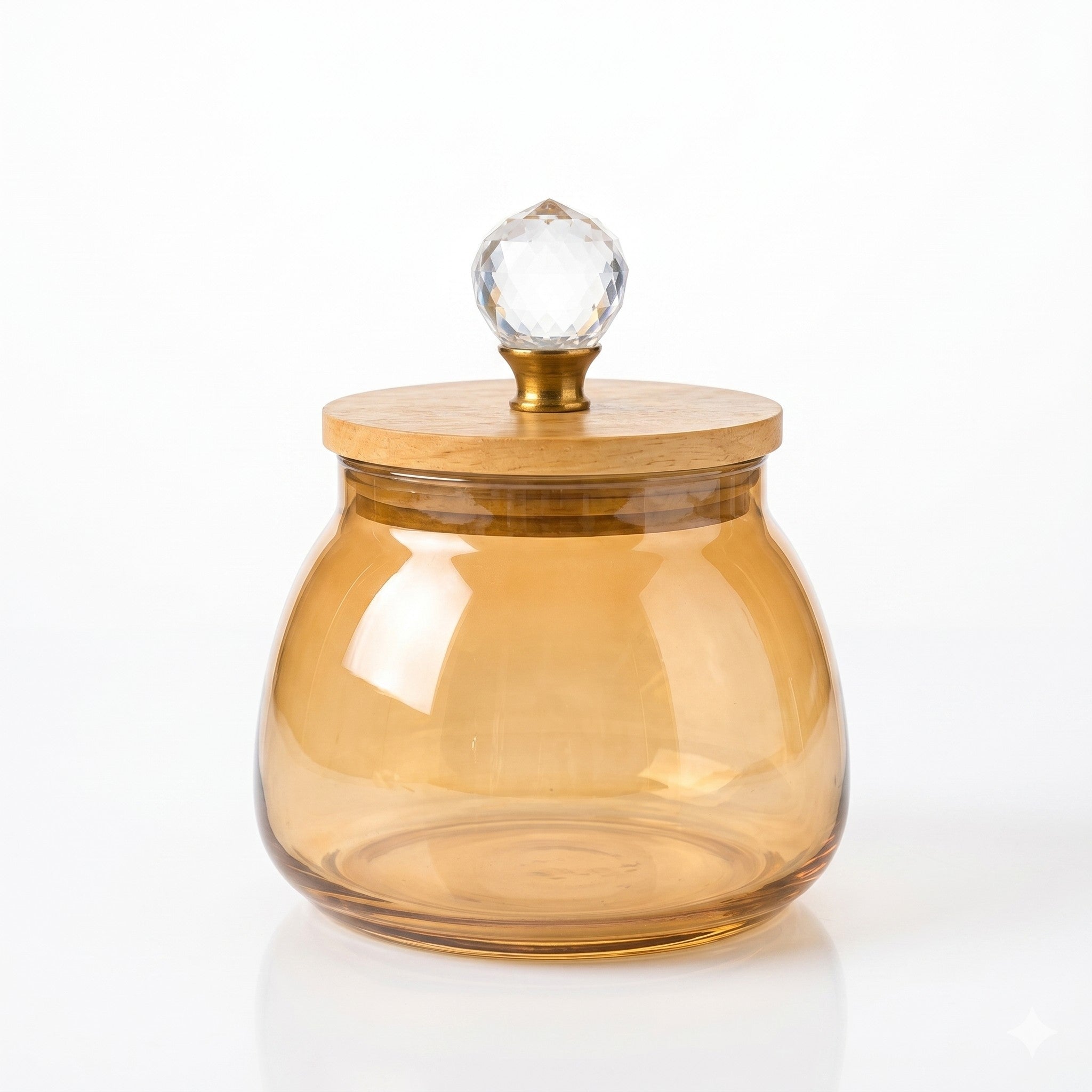 Bulbous Glass Jar | Wood & Crystal Lid — Castle Crafts