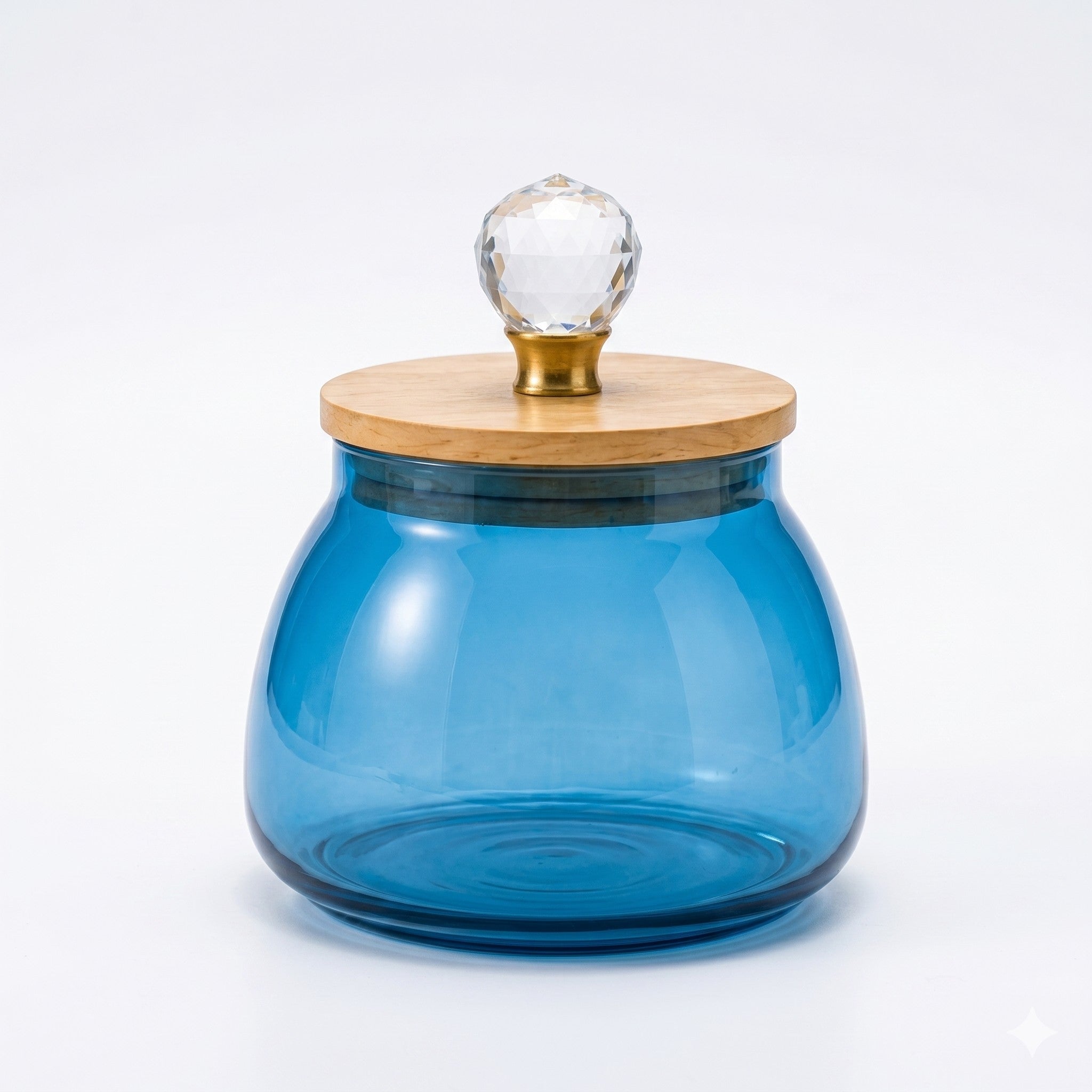 Bulbous Glass Jar | Wood & Crystal Lid — Castle Crafts
