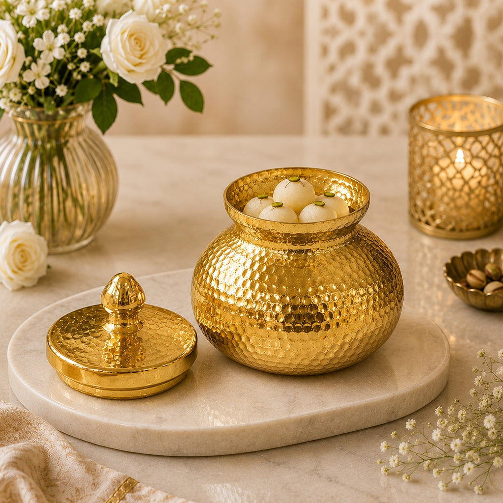 Hammered Metal Pot Jar | Matki Style — Castle Crafts