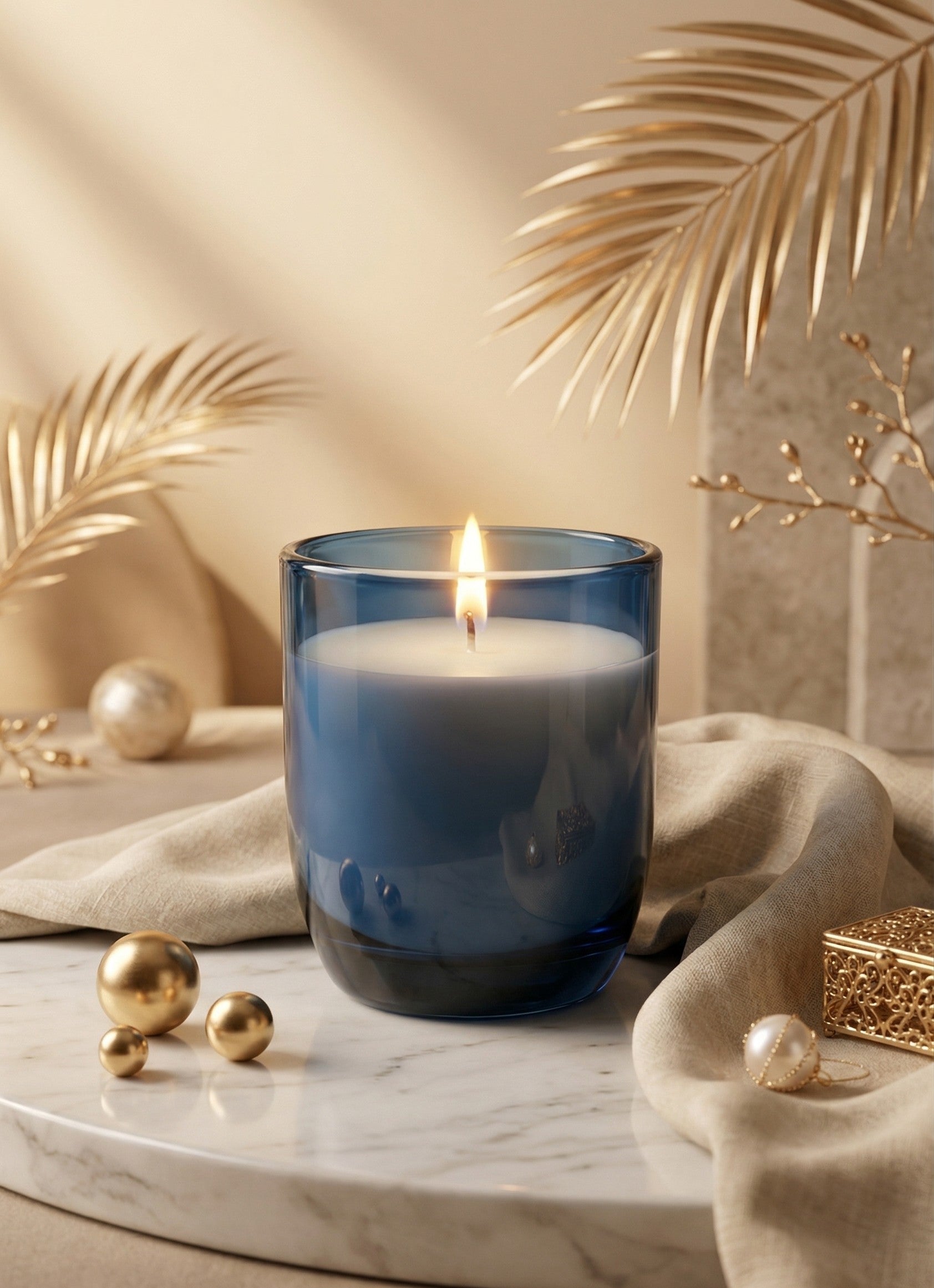 Musk Scented Glass Votive Candle Holder — Hand-Blown Glass from Firozabad, India — Colour Variant