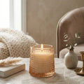 Rose Diamond Cut Glass Soy Wax Candle | Home Décor & Gift — Hand-Blown Glass from Firozabad, India — Texture & Craftsmanship