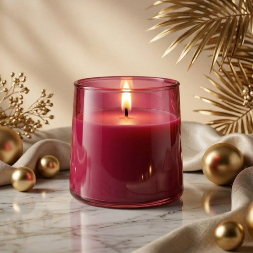 Sandalwood Classic Cylinder Glass Soy Wax Candle | 5 Colours — Hand-Blown Glass from Firozabad, India — Colour Variant