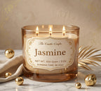 Jasmine 3-Wick Glass Soy Wax Candle | 4 Colours | Large Luxury — Hand-Blown Glass from Firozabad, India | Luxury Home Déco...