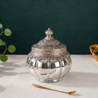German Silver Pumpkin Jar | Embossed Lid — Castle Crafts