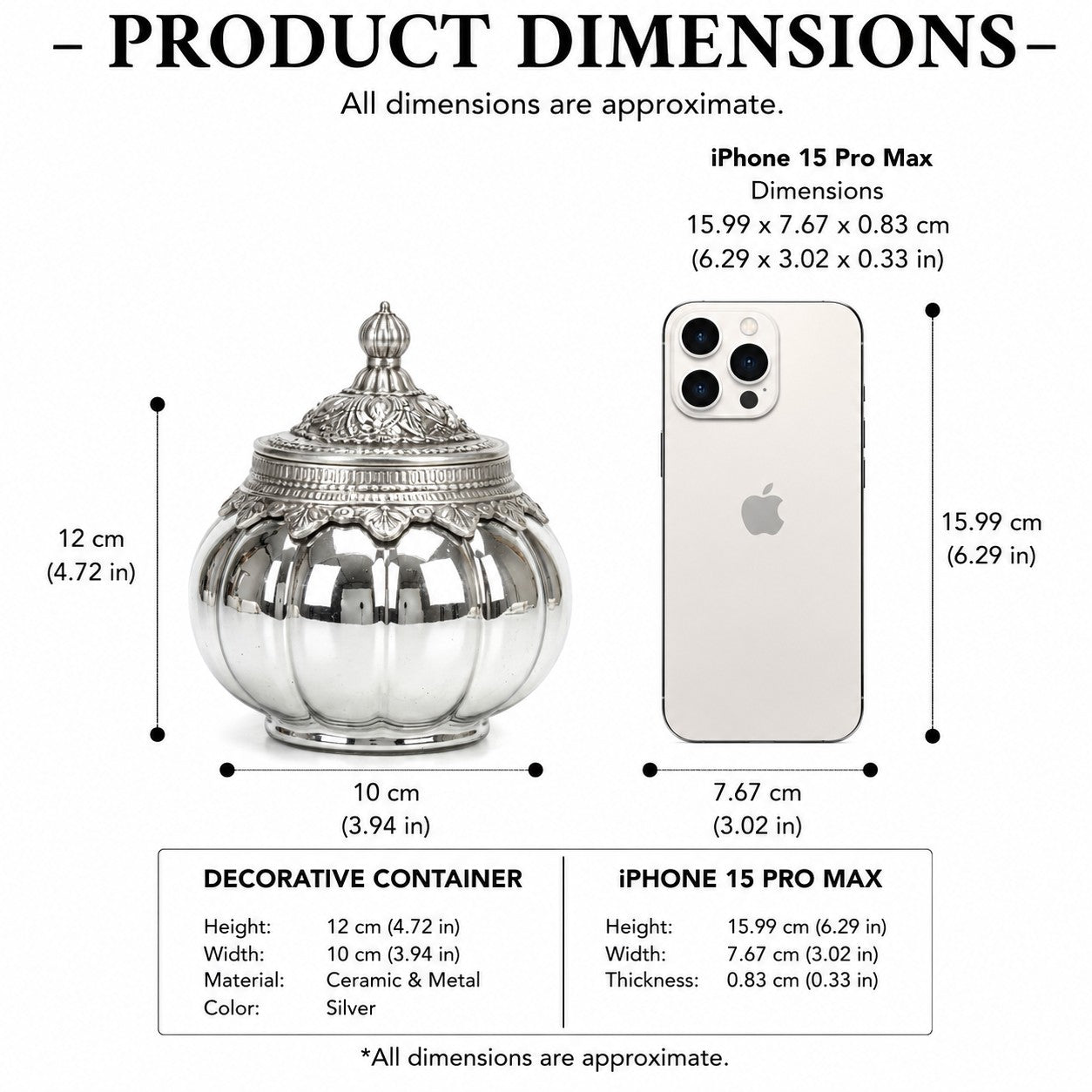 German Silver Pumpkin Jar | Embossed Lid — Castle Crafts