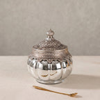 German Silver Pumpkin Jar | Embossed Lid — Castle Crafts