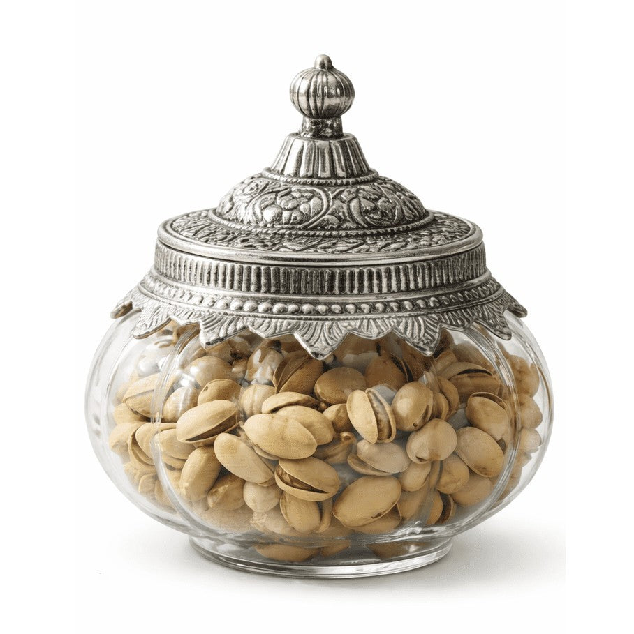 Ribbed Glass Jar | German Silver Lid — Castle Crafts