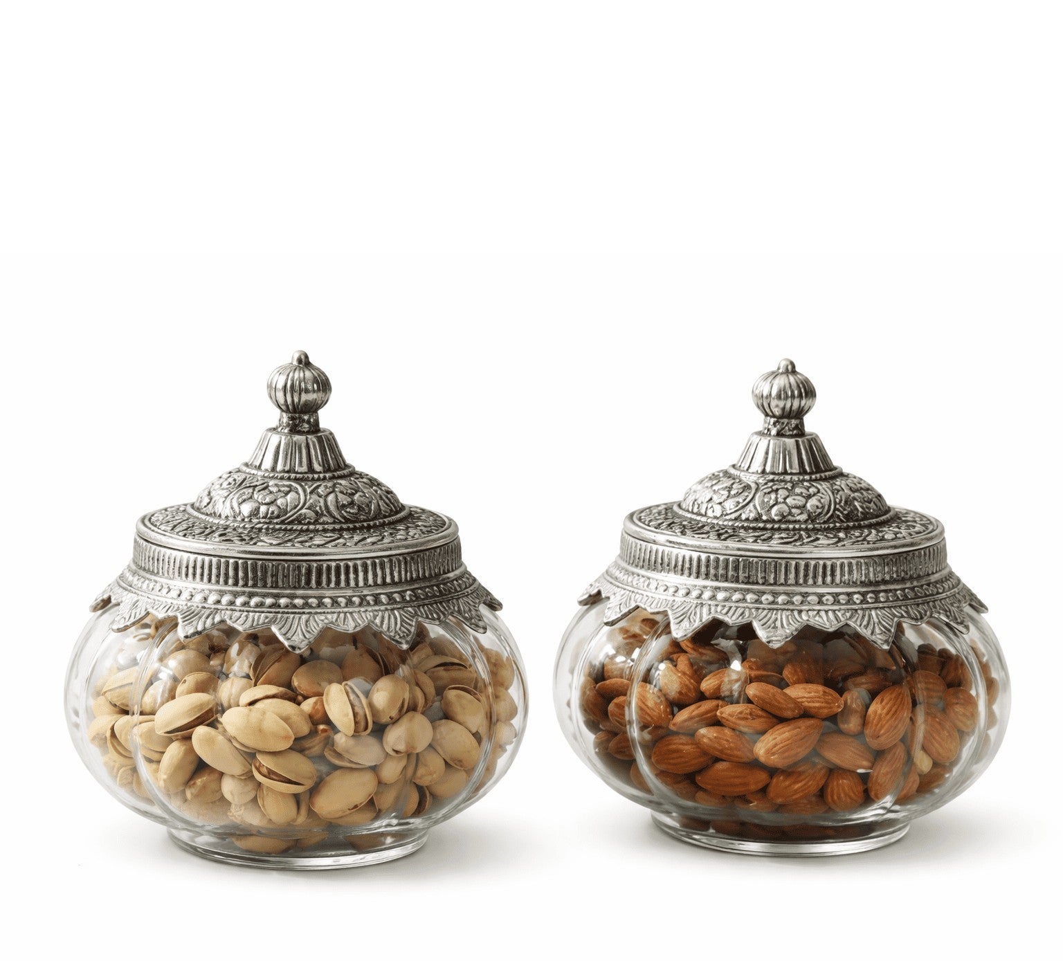 Ribbed Glass Jar | German Silver Lid — Castle Crafts