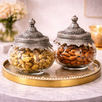 Ribbed Glass Jar | German Silver Lid — Castle Crafts