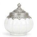 White Ceramic Pumpkin Jar | German Silver Lid — Castle Crafts