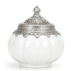 White Ceramic Pumpkin Jar | German Silver Lid — Castle Crafts