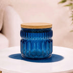 Cathedral Ribbed Glass Jar | Wood Lid — Castle Crafts