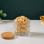 Cathedral Ribbed Glass Jar | Wood Lid — Castle Crafts