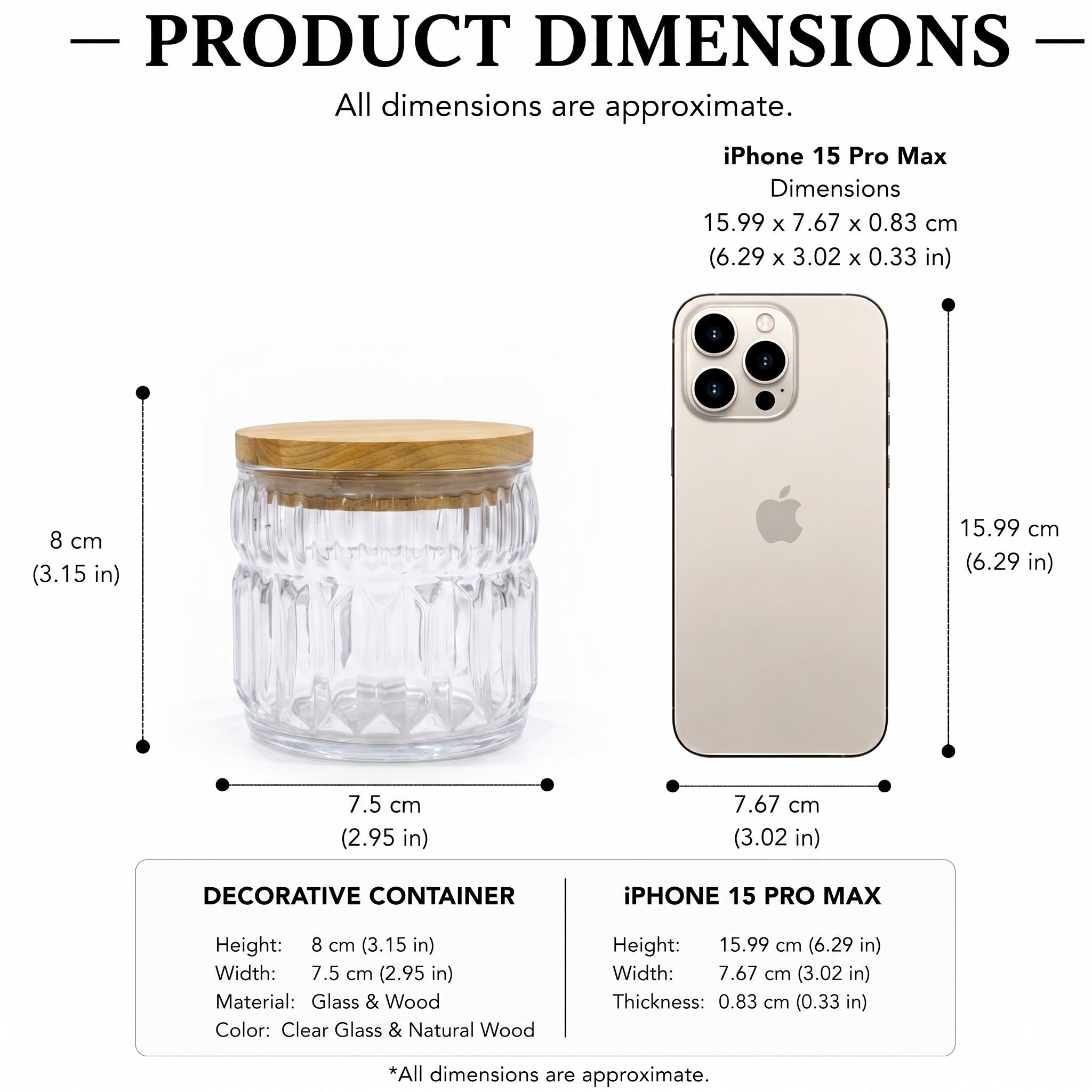 Cathedral Ribbed Glass Jar | Wood Lid — Castle Crafts