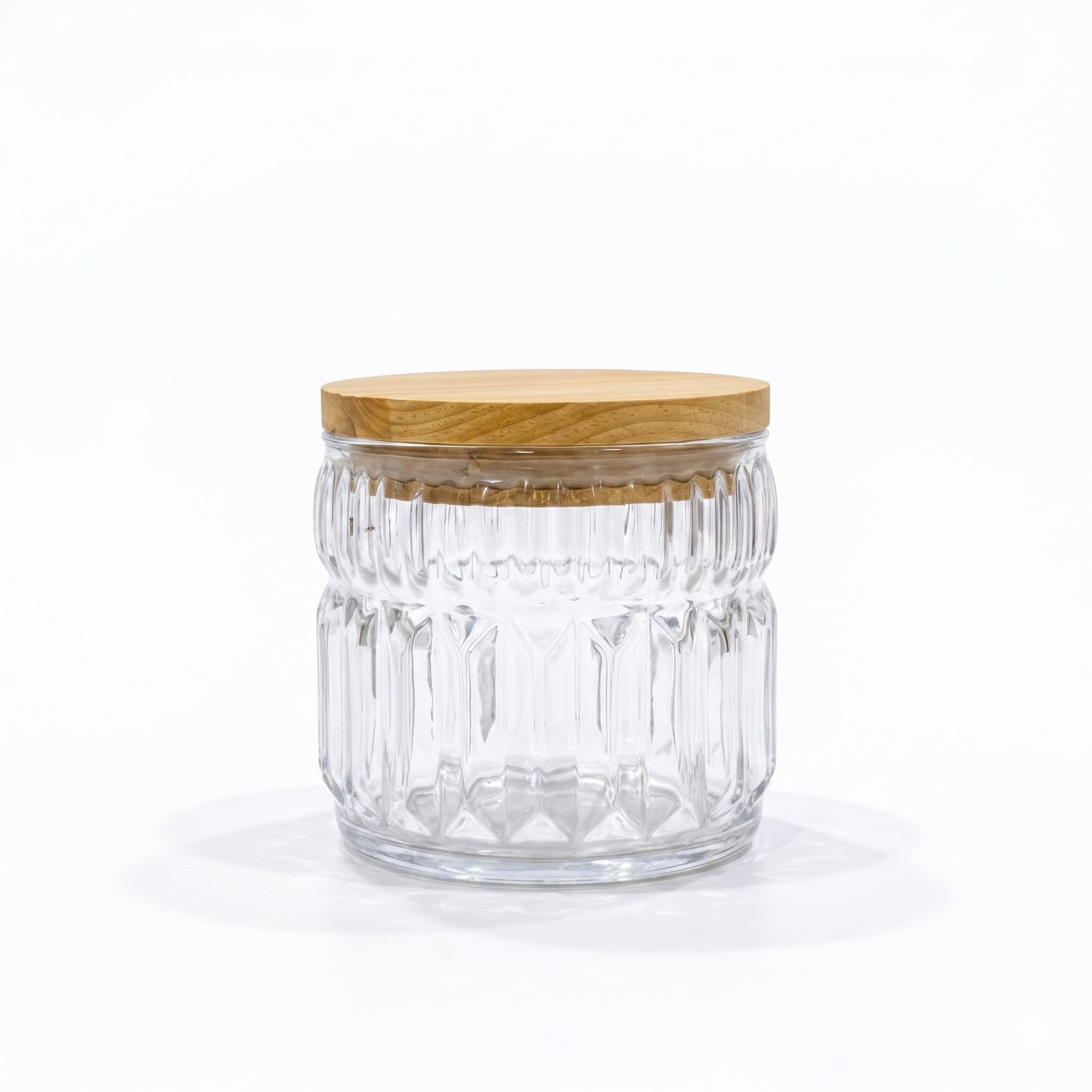 Cathedral Ribbed Glass Jar | Wood Lid — Castle Crafts