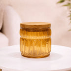 Cathedral Ribbed Glass Jar | Wood Lid — Castle Crafts