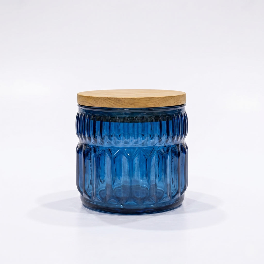 Cathedral Ribbed Glass Jar | Wood Lid — Castle Crafts