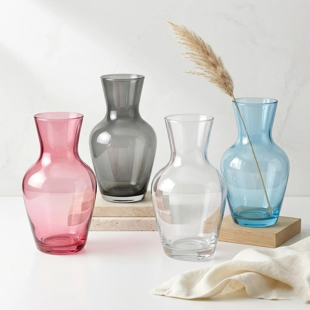 Soft Hue Amphora Glass Vase — Hand-Blown Glass from Firozabad, India | Floral Arrangements & Home Styling