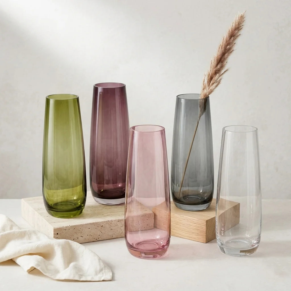 Dew Taper Slim Glass Vase — Hand-Blown Glass from Firozabad, India | Tabletop Décor & Small Floral Arrangements