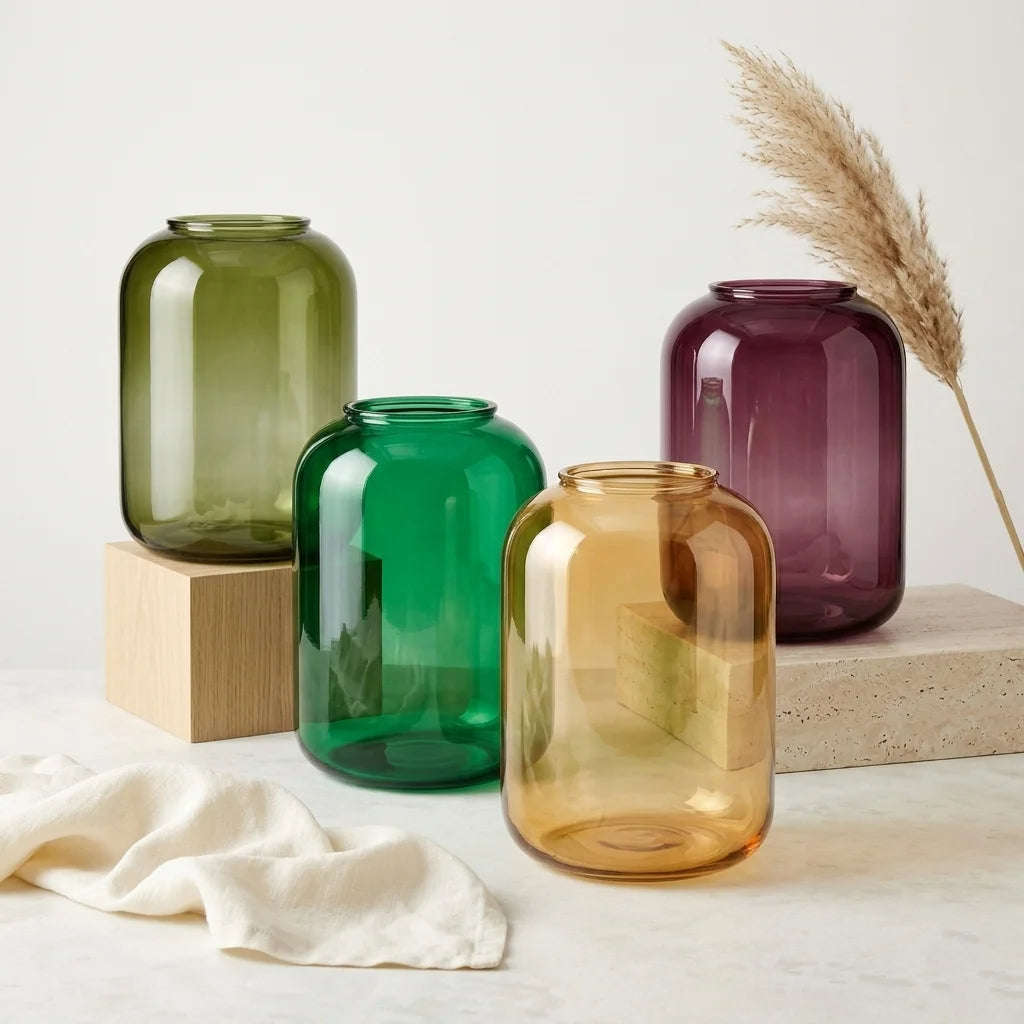 Botanist Wide Jar Glass Vase — Hand-Blown Glass from Firozabad, India | Floral Arrangements & Home Styling
