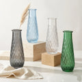 Glacier Lattice Slim Glass Vase — Hand-Blown Glass from Firozabad, India | Tabletop Décor & Small Floral Arrangements