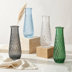 Glacier Lattice Slim Glass Vase — Hand-Blown Glass from Firozabad, India | Tabletop Décor & Small Floral Arrangements