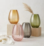 Opulent Fluted Oval Glass Vase — Hand-Blown Glass from Firozabad, India | Floral Arrangements & Home Styling