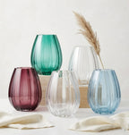 Prismatic Fluted Oval Glass Vase — Hand-Blown Glass from Firozabad, India | Floral Arrangements & Home Styling
