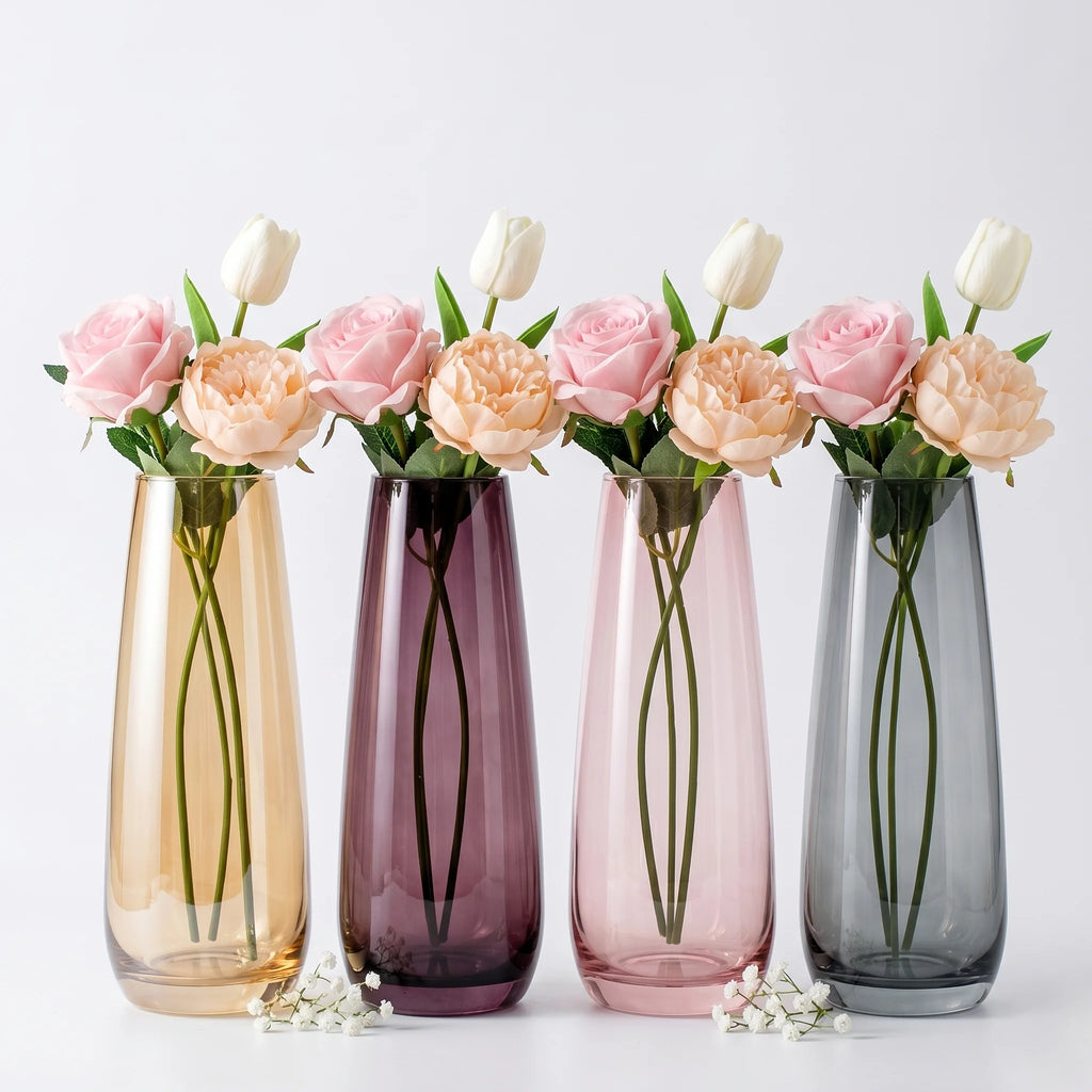 Blossom Taper Slim Glass Vase — Hand-Blown Glass from Firozabad, India | Tabletop Décor & Small Floral Arrangements