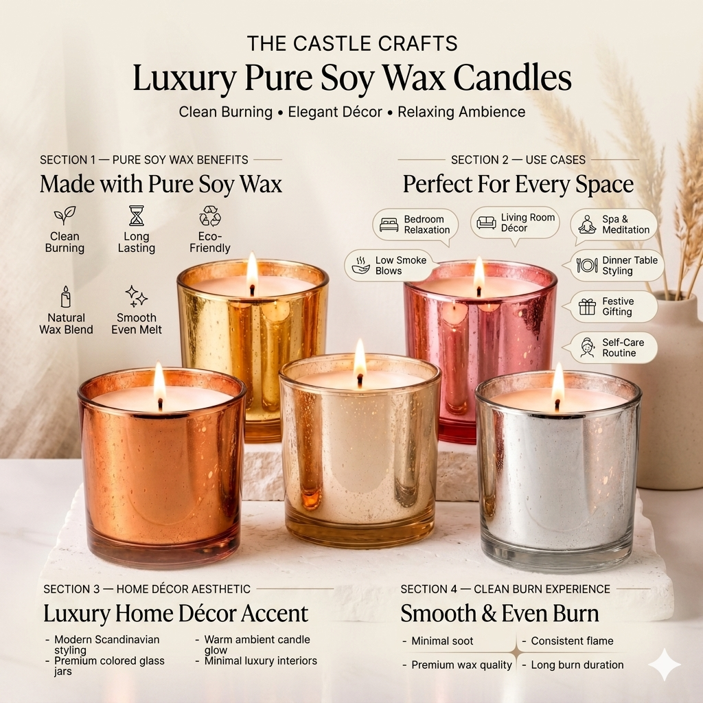 Rose Mercury Glass Candle | 80Hr Burn — Castle Crafts