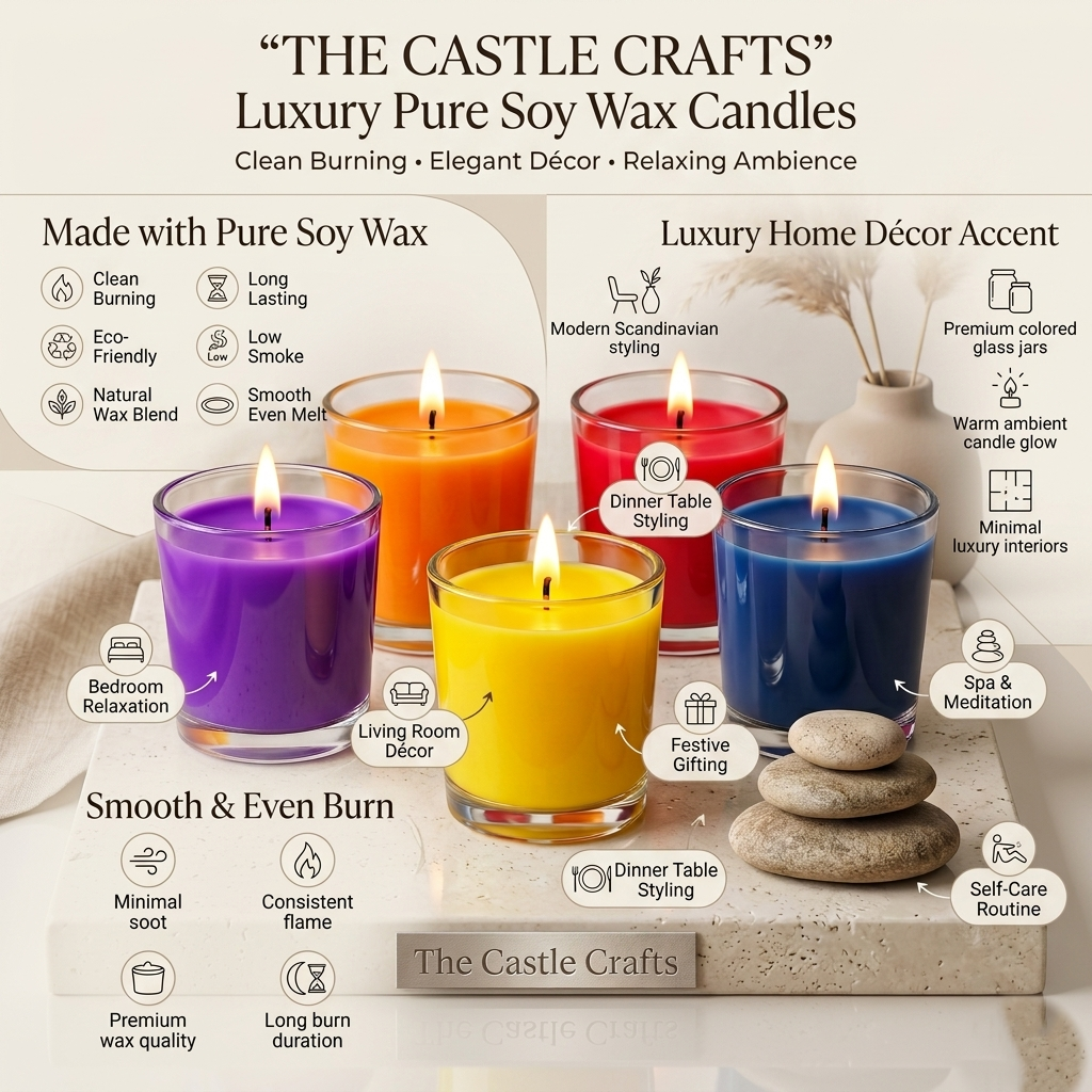 Vibrant Coloured Wax Mini Candle | Clear Glass | 5 Bold Colours | Pack of 2 & 6 — Castle Crafts