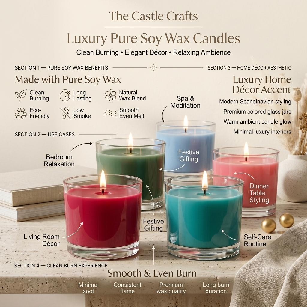 Fresh Tone Coloured Wax Candle | Clear Glass | 5 Vibrant Shades — Castle Crafts