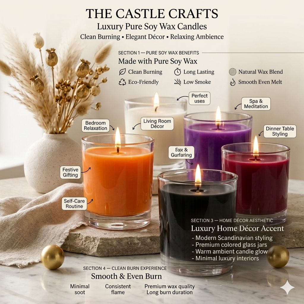 Moody Tone Coloured Wax Candle | Tall Clear Glass | 30Hr Burn | 5 Rich Shades — Castle Crafts