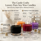 Large Wide Bowl Coloured Wax Candle | Clear Glass | 55Hr Burn | 4 Dark Shades — Castle Crafts