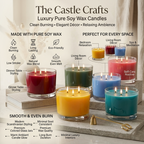 3-Wick Wide Bowl Coloured Wax Candle | Clear Glass | 55Hr Burn | 6 Fresh Shades — Castle Crafts