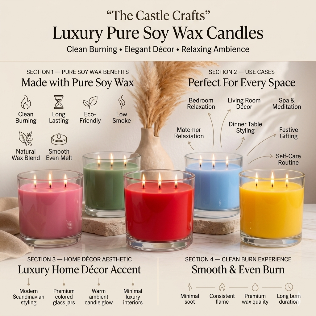 3-Wick Clear Glass Candle | Fresh Shades | 80Hr Burn — Castle Crafts