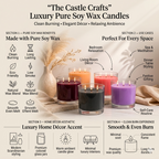 3-Wick Clear Glass Candle | Dark Shades | 80Hr Burn — Castle Crafts